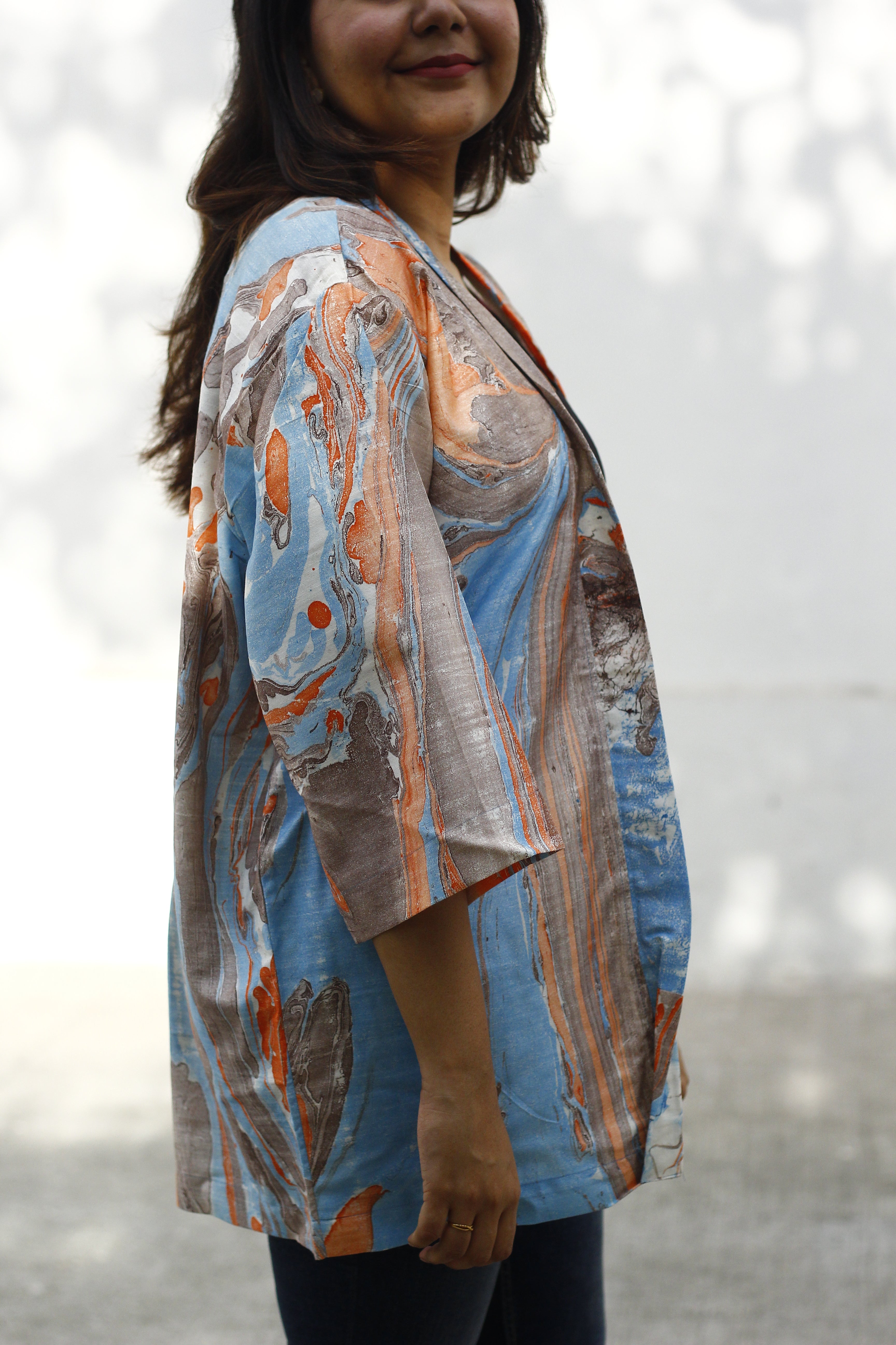 Marble print kimono jacket