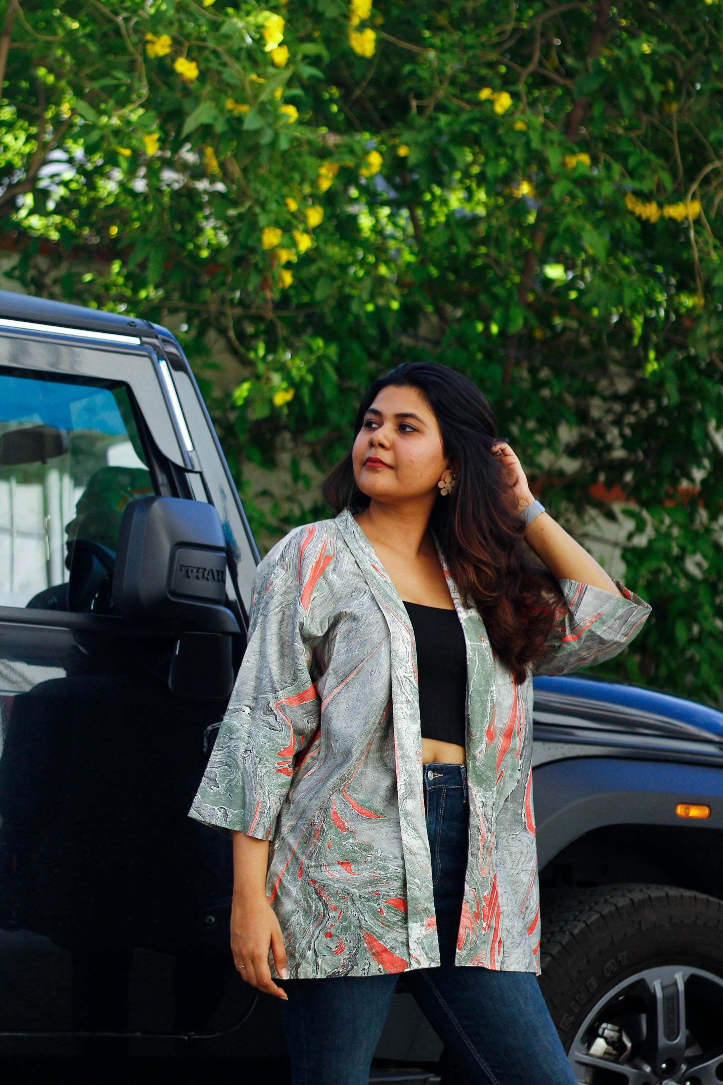 Marble dye kimono jacket - 3