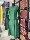 Green maxi skirt with button detail