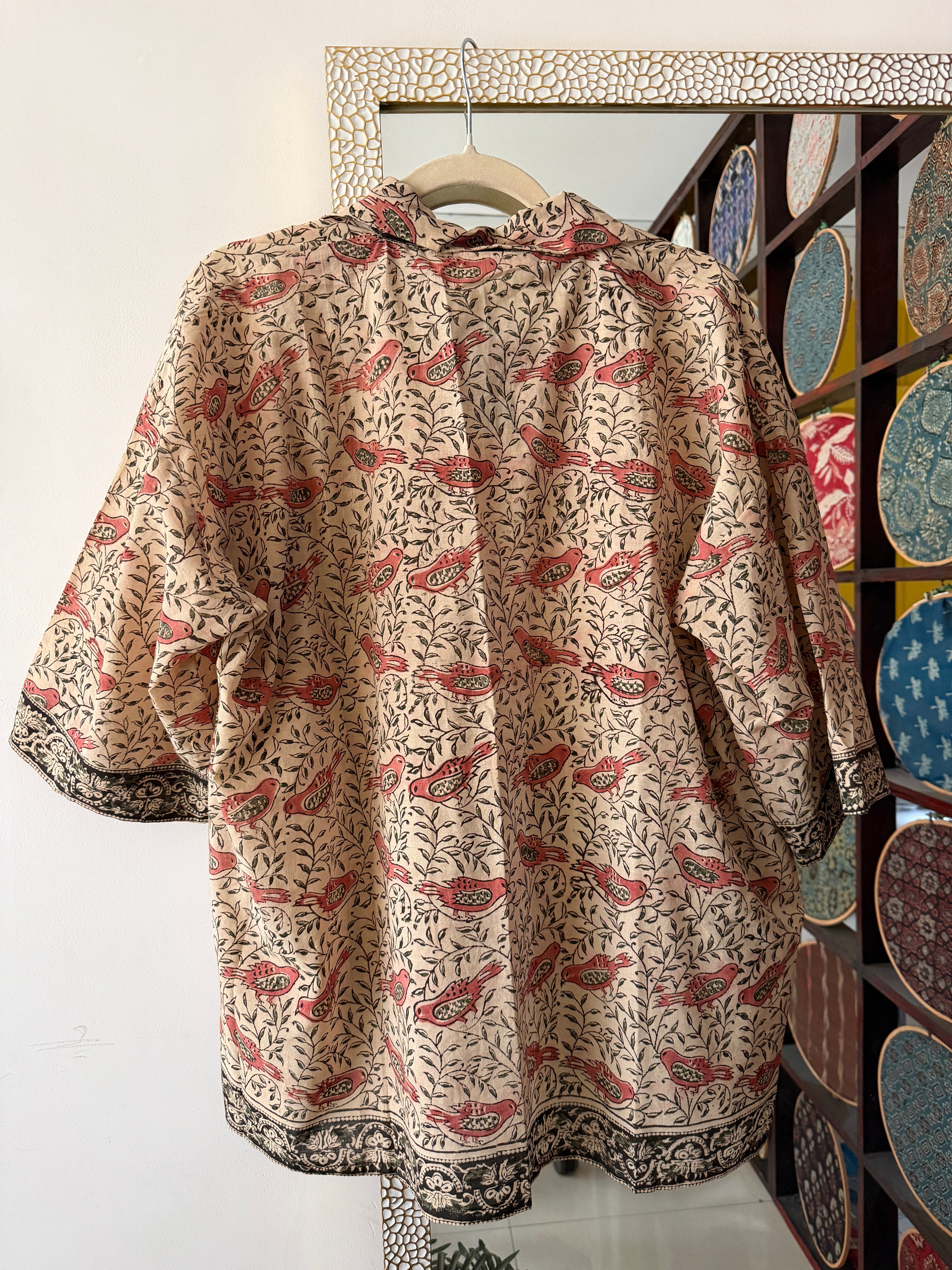 Block printed Kalamkari Bandhini Cotton Shirt -1