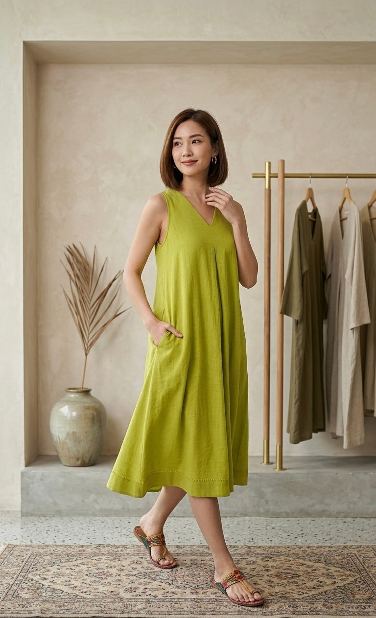 Hariyali pure cotton summer dress