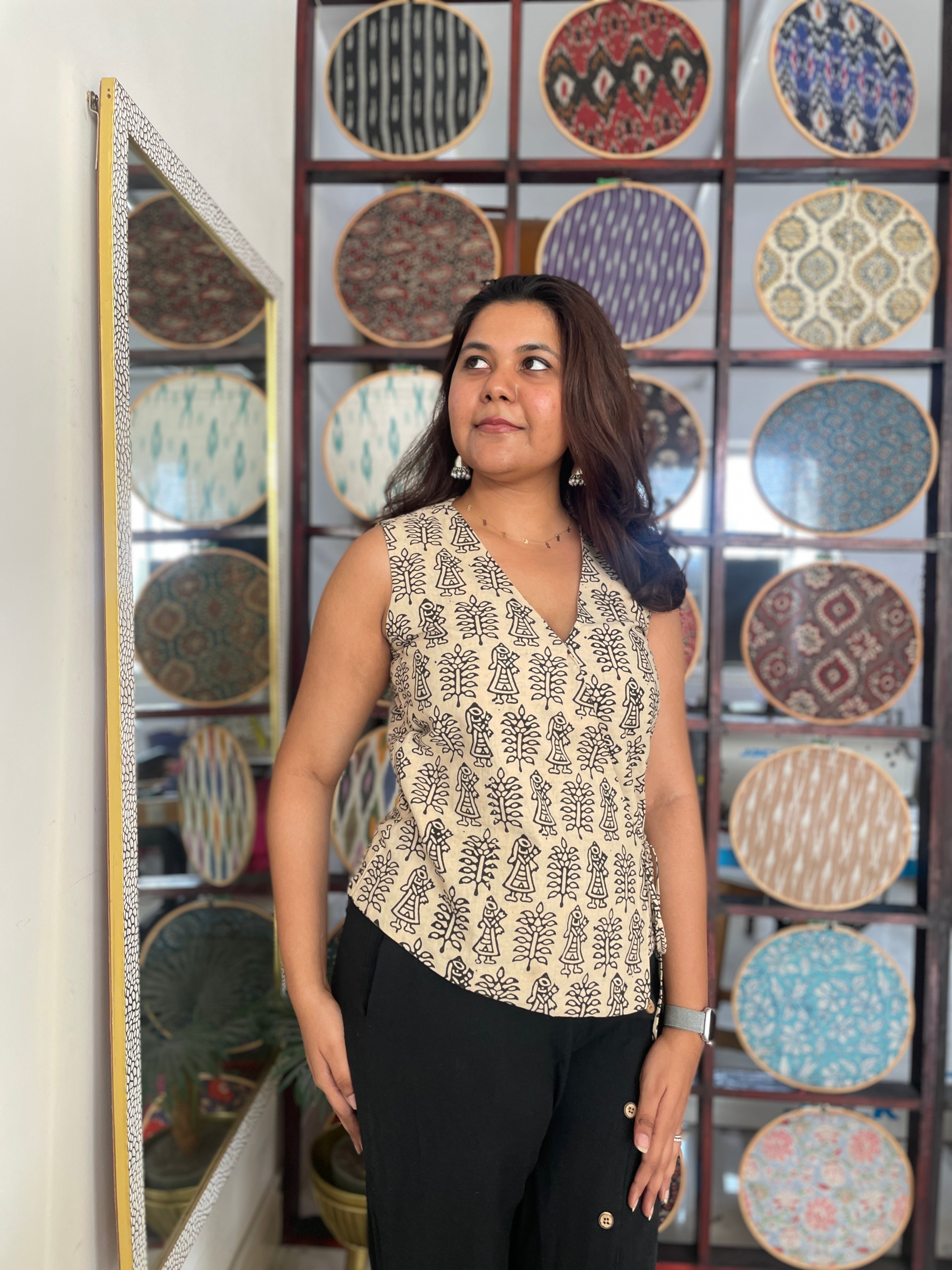 The Folk tale Bela print handblock printed cotton wrap top