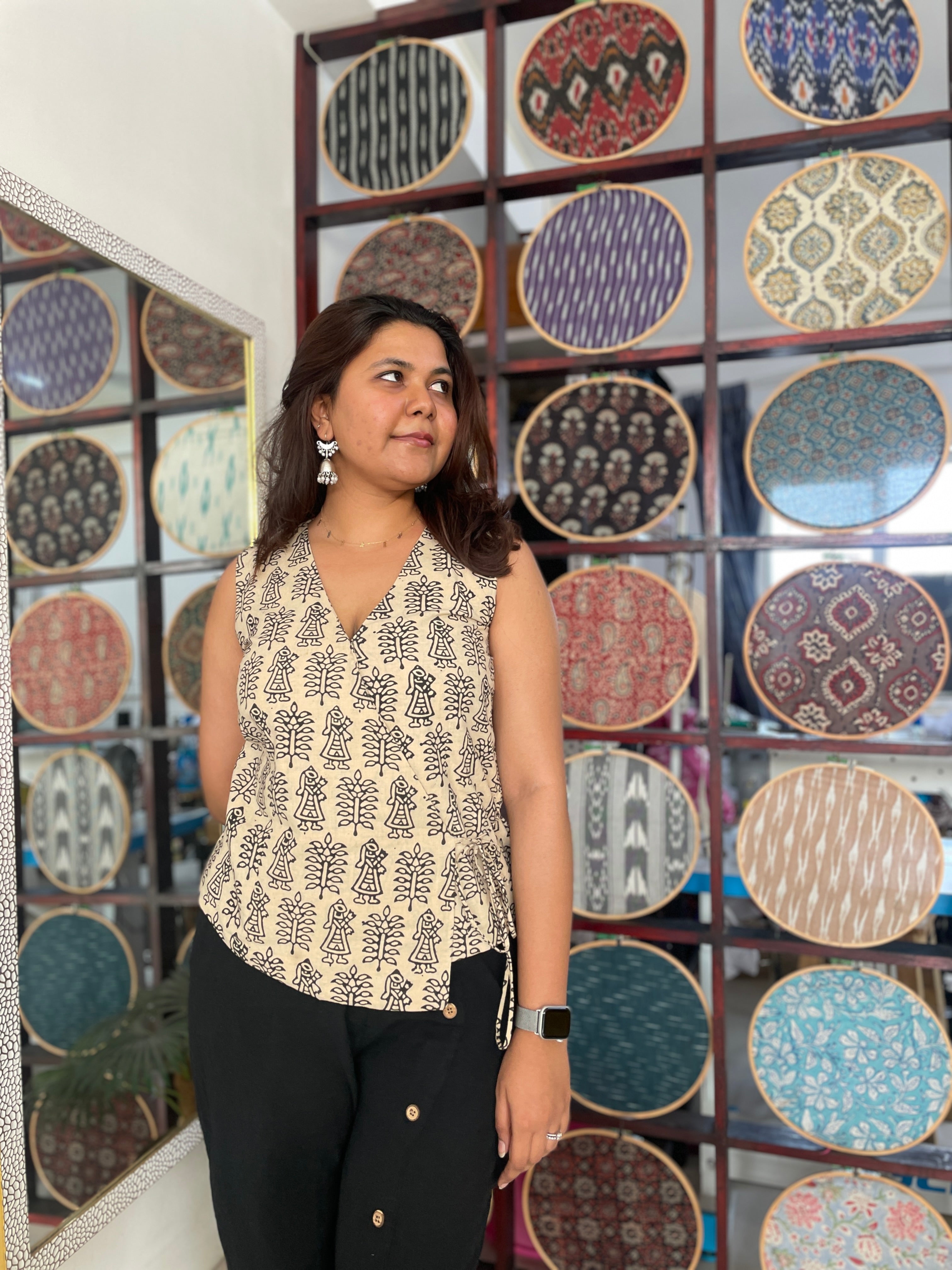 The Folk tale Bela print handblock printed cotton wrap top