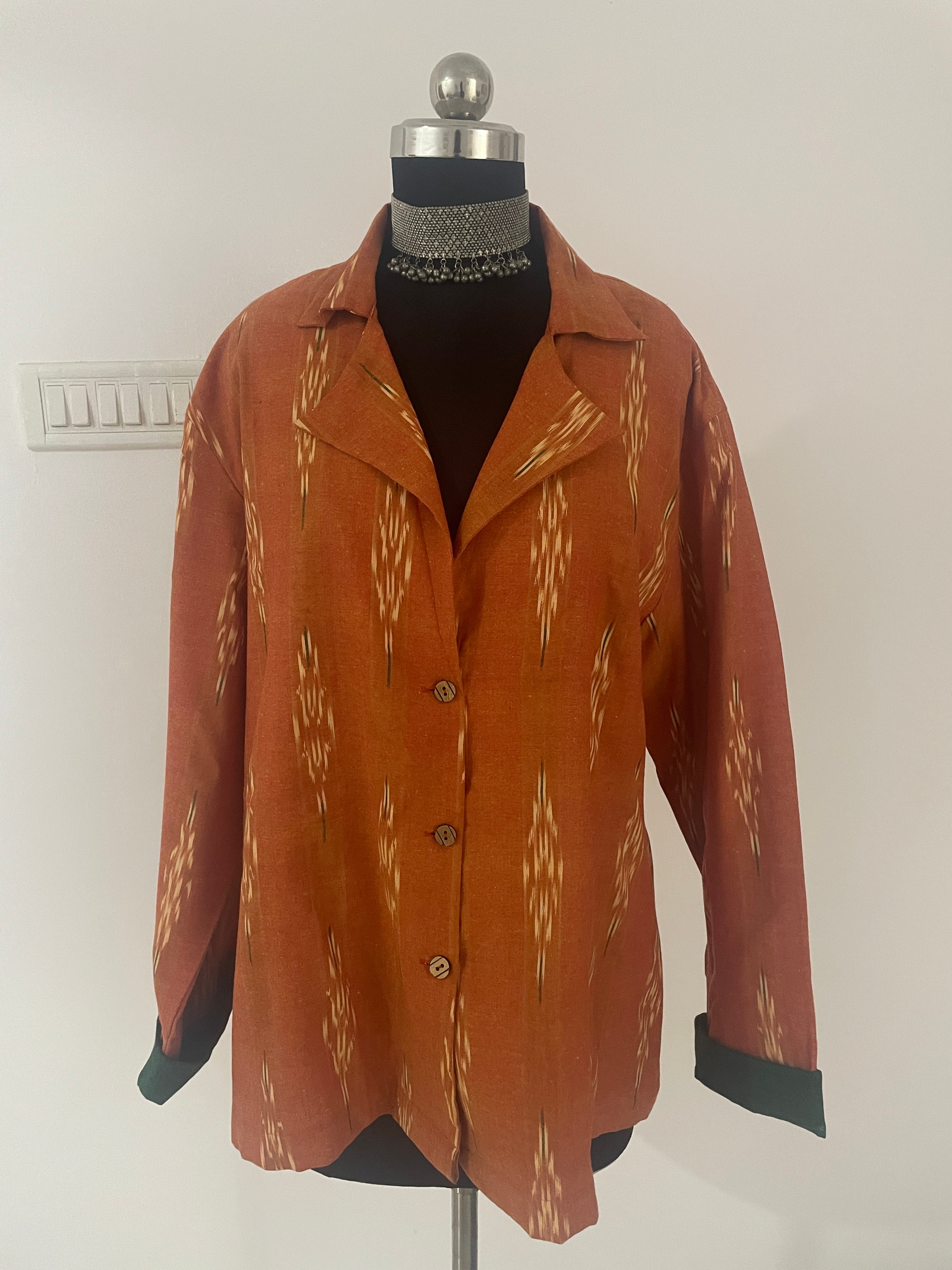 Orange ikat blazer