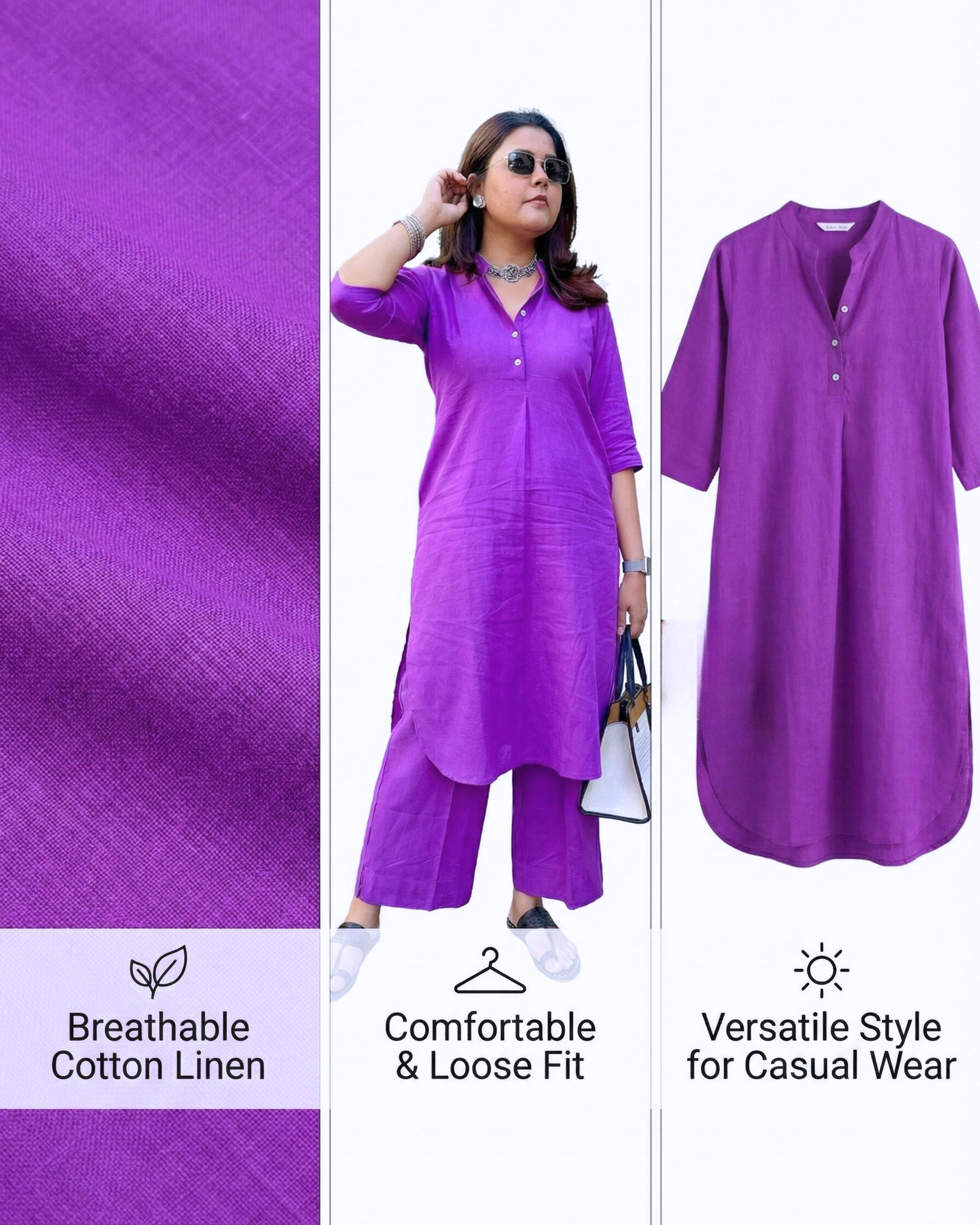 Piku cotton linen kurta set