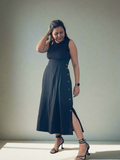Maxi skirt with button detail