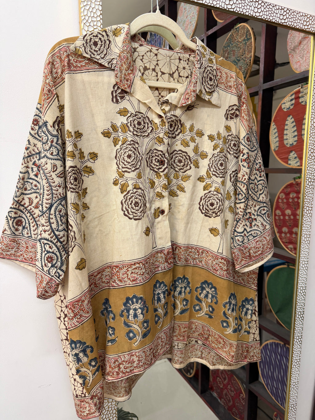Block printed Kalamkari Bandhini Cotton Shirt -2