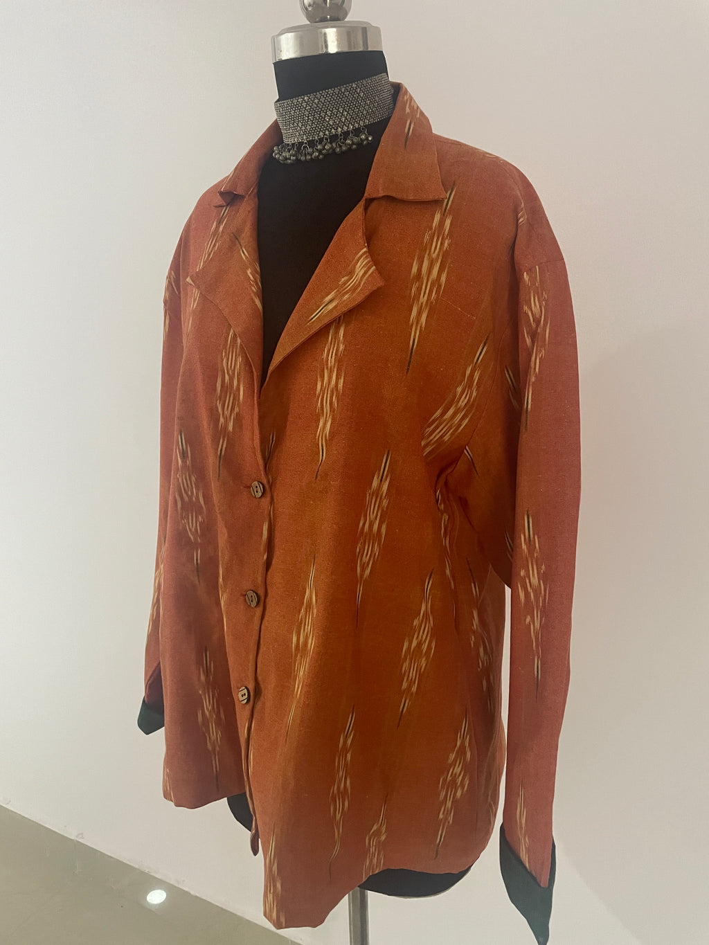 Orange ikat blazer