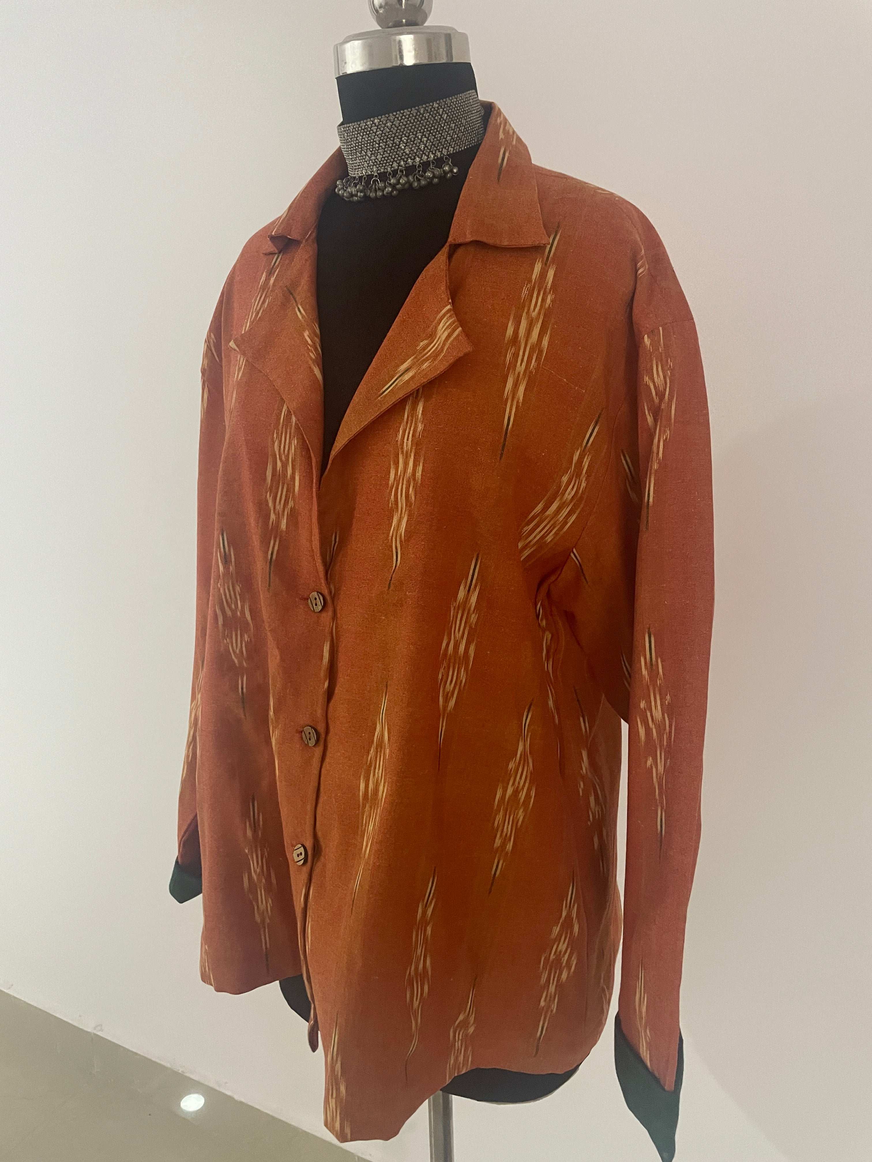 Orange ikat blazer