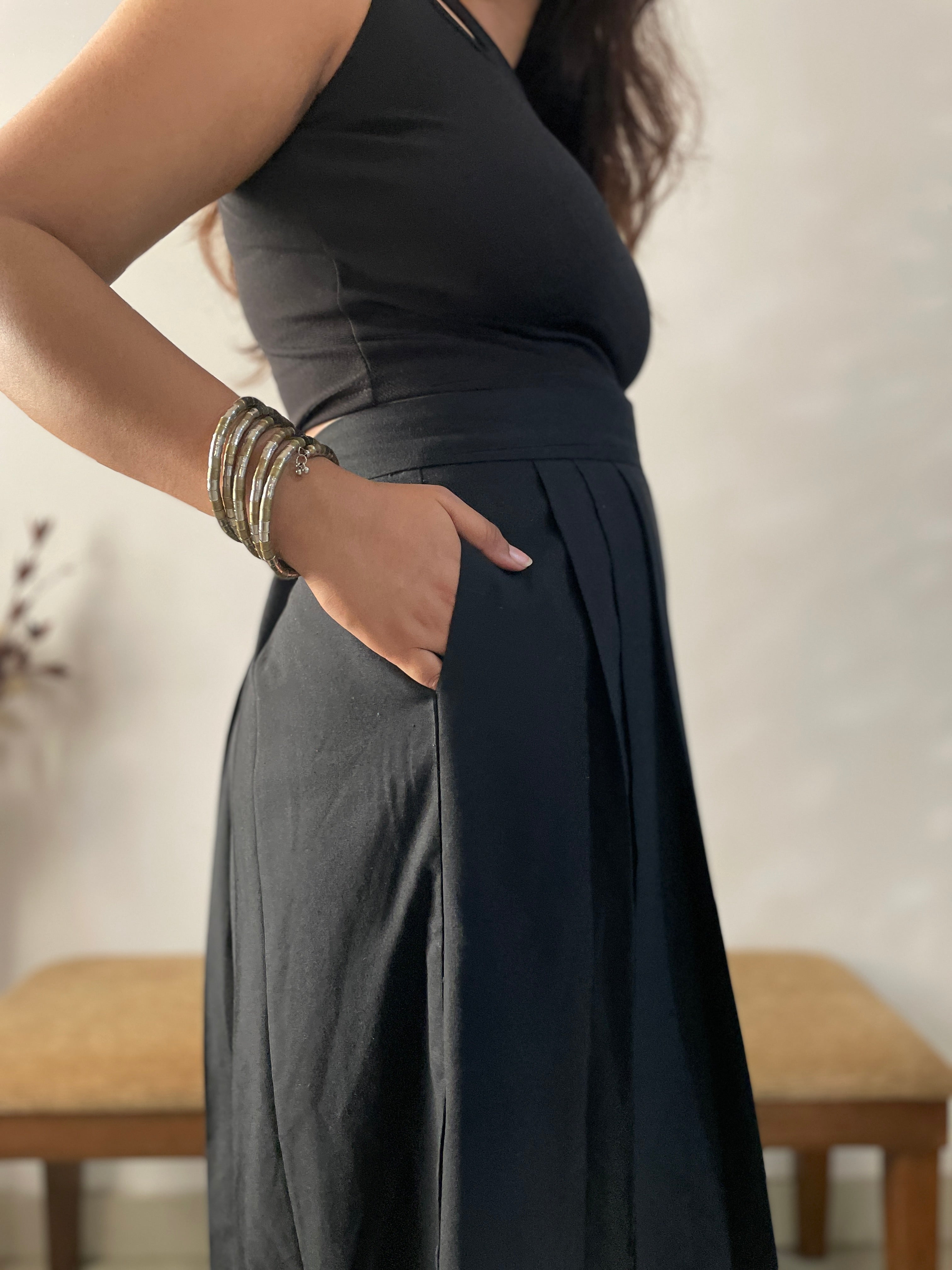 Maxi skirt with button detail