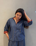 V-neck shirt with Ajrakh accent