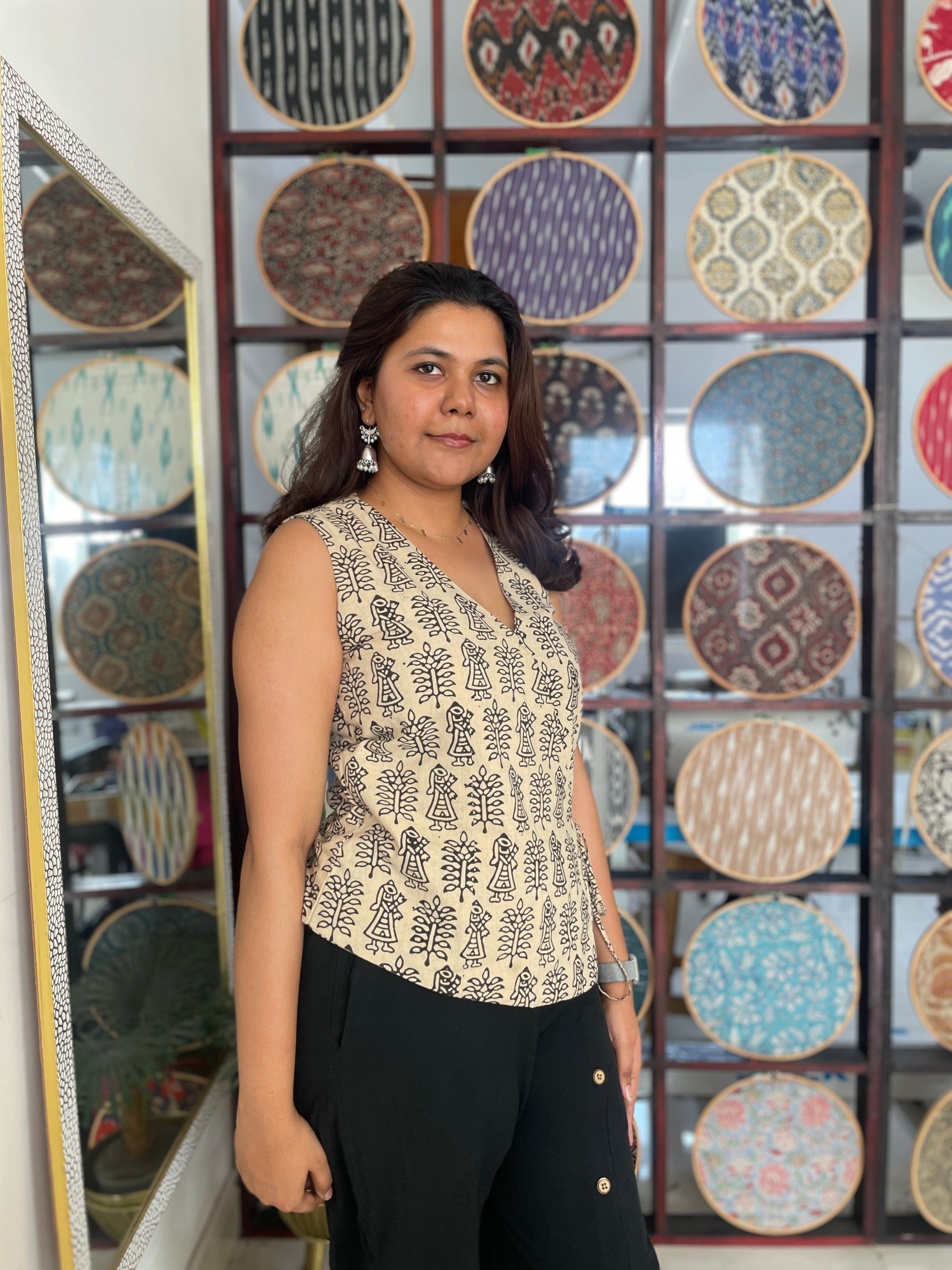 The Folk tale Bela print handblock printed cotton wrap top