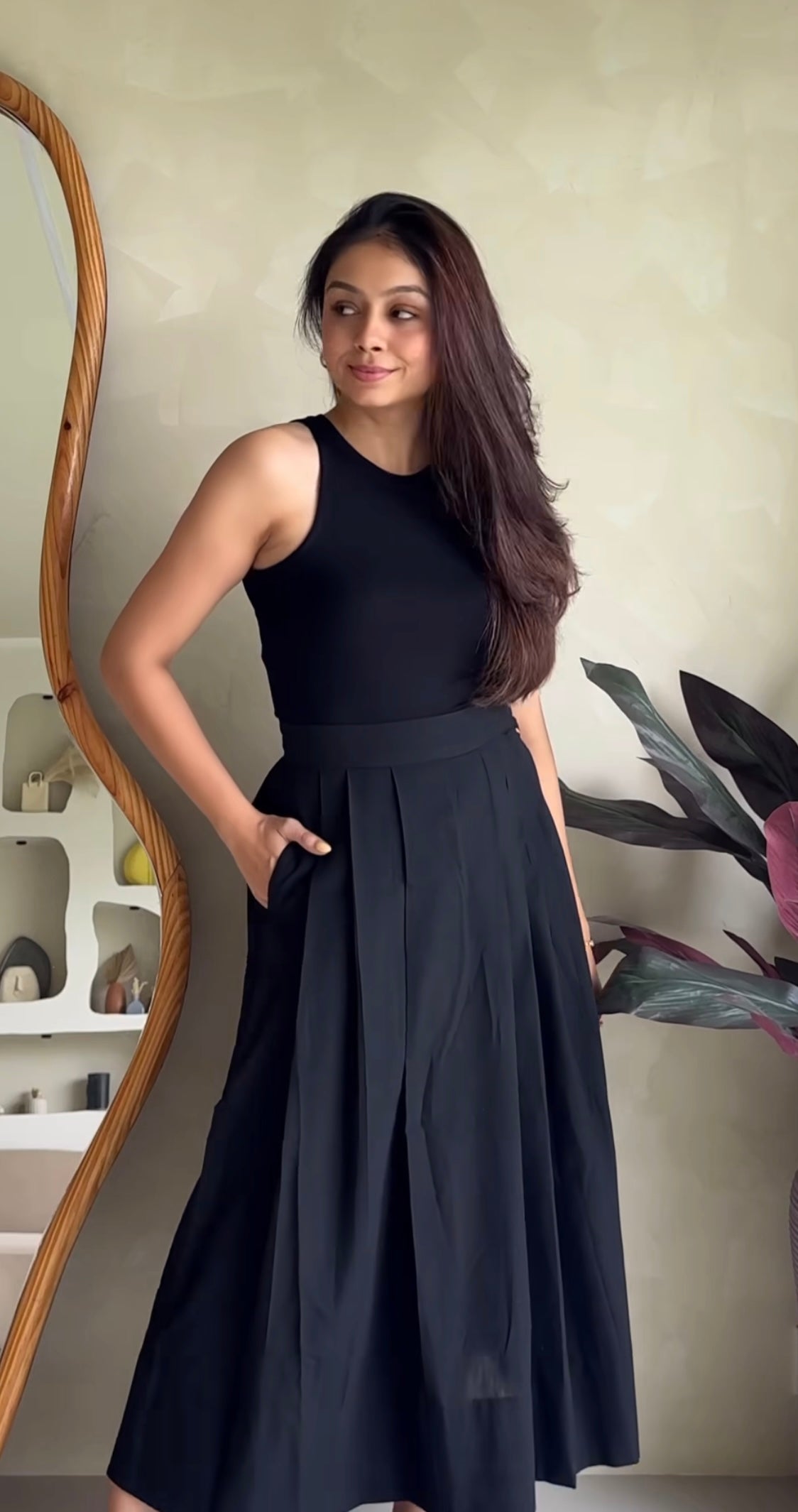 Maxi skirt with button detail