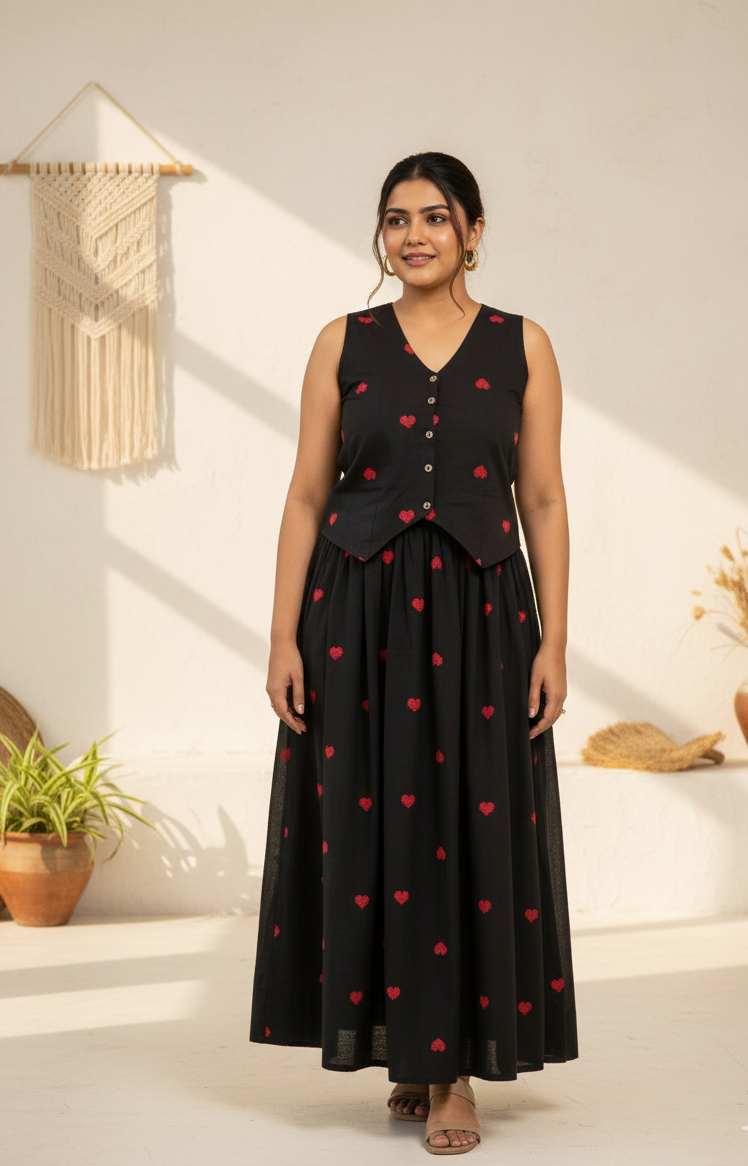 Dilruba waistcoat and skirt co-ord set