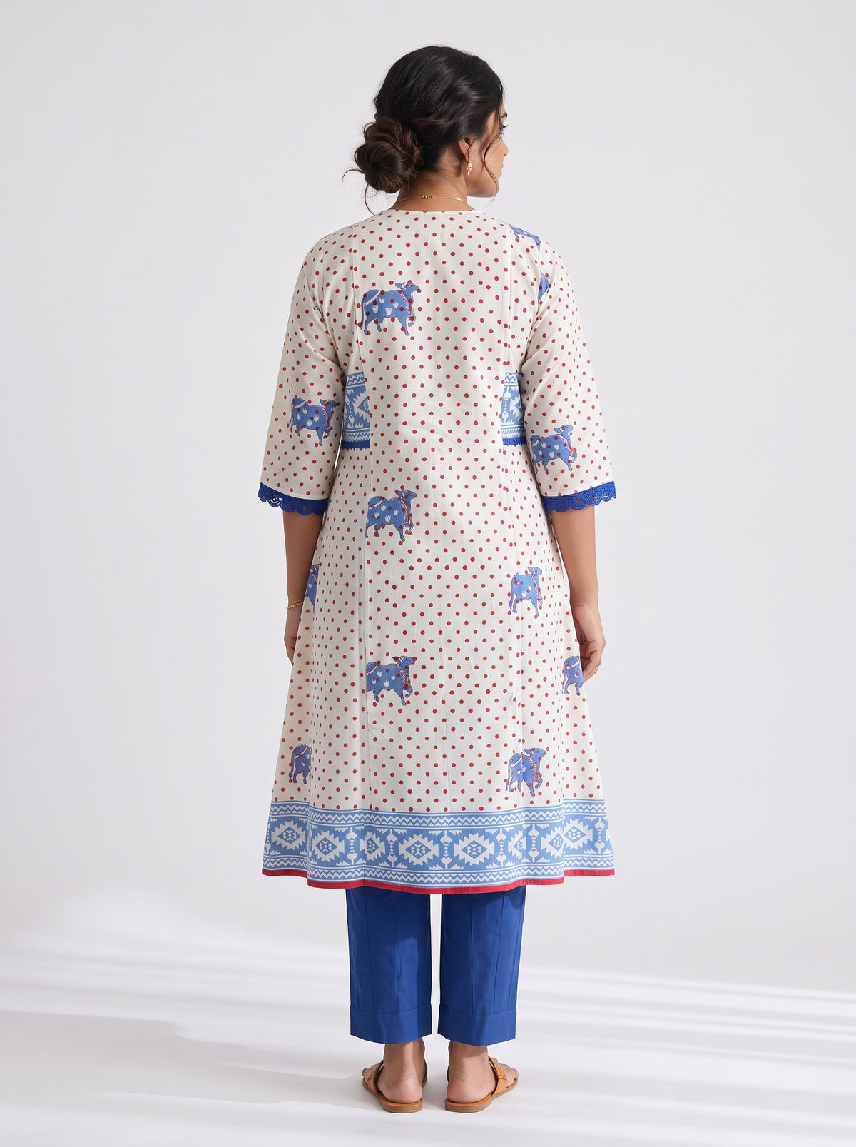 Neel Block Printed Pure Cotton Kurta