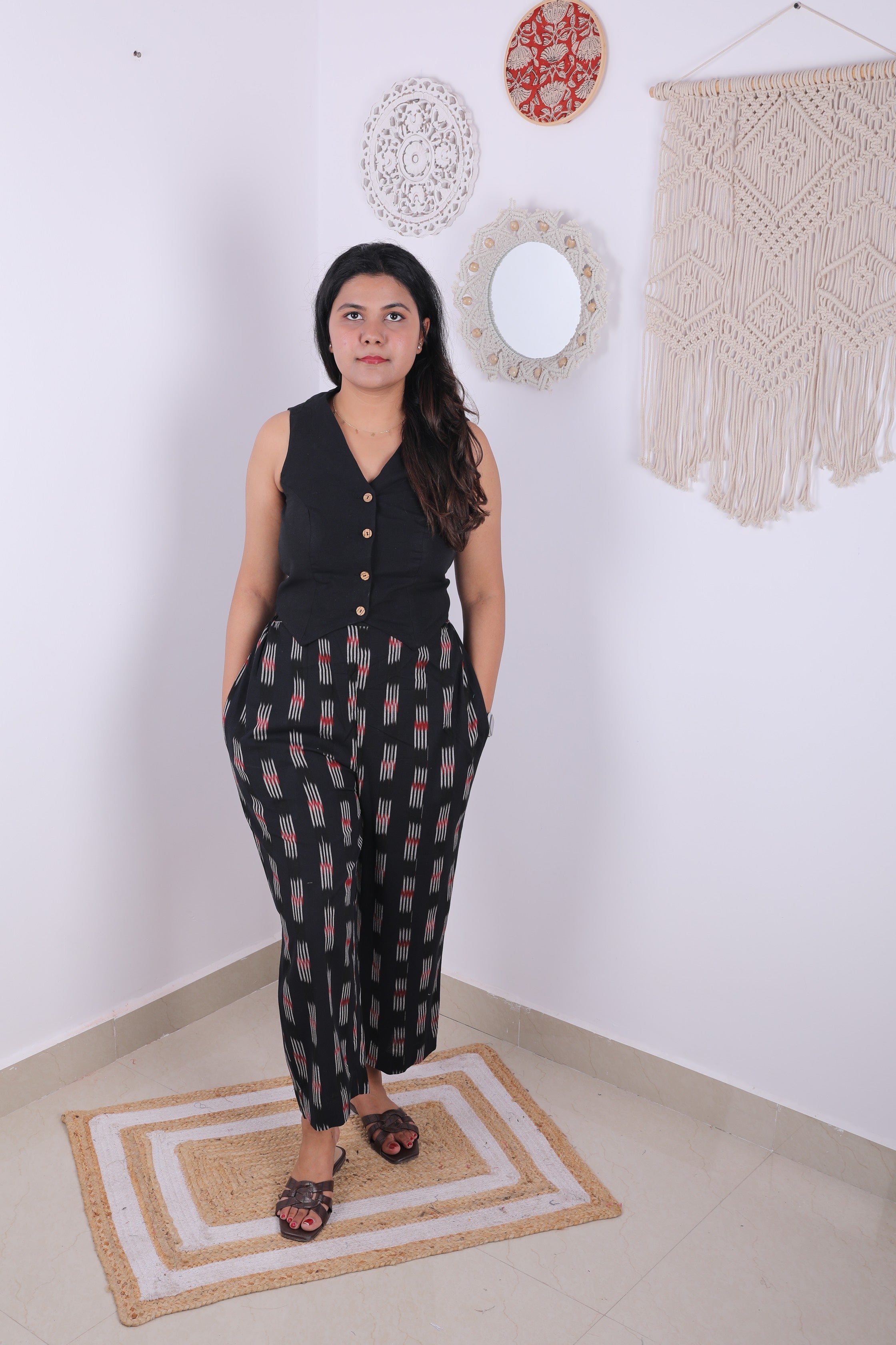 Black cotton waistcoat top