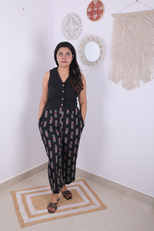 Black cotton waistcoat top