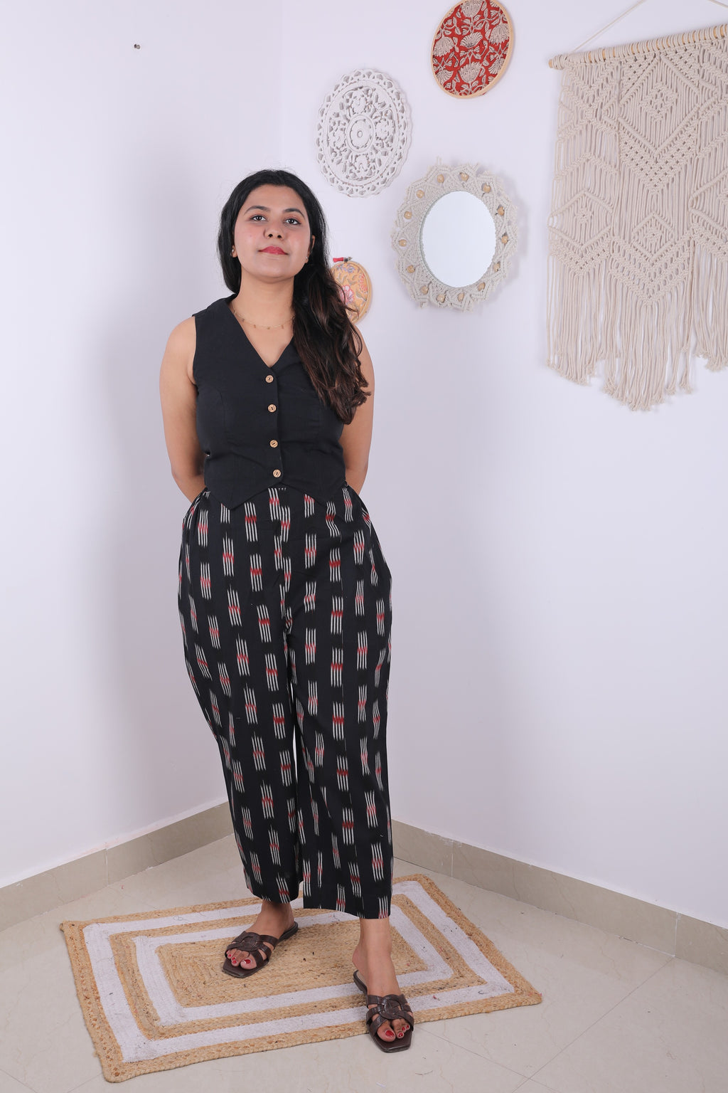 Black cotton waistcoat top