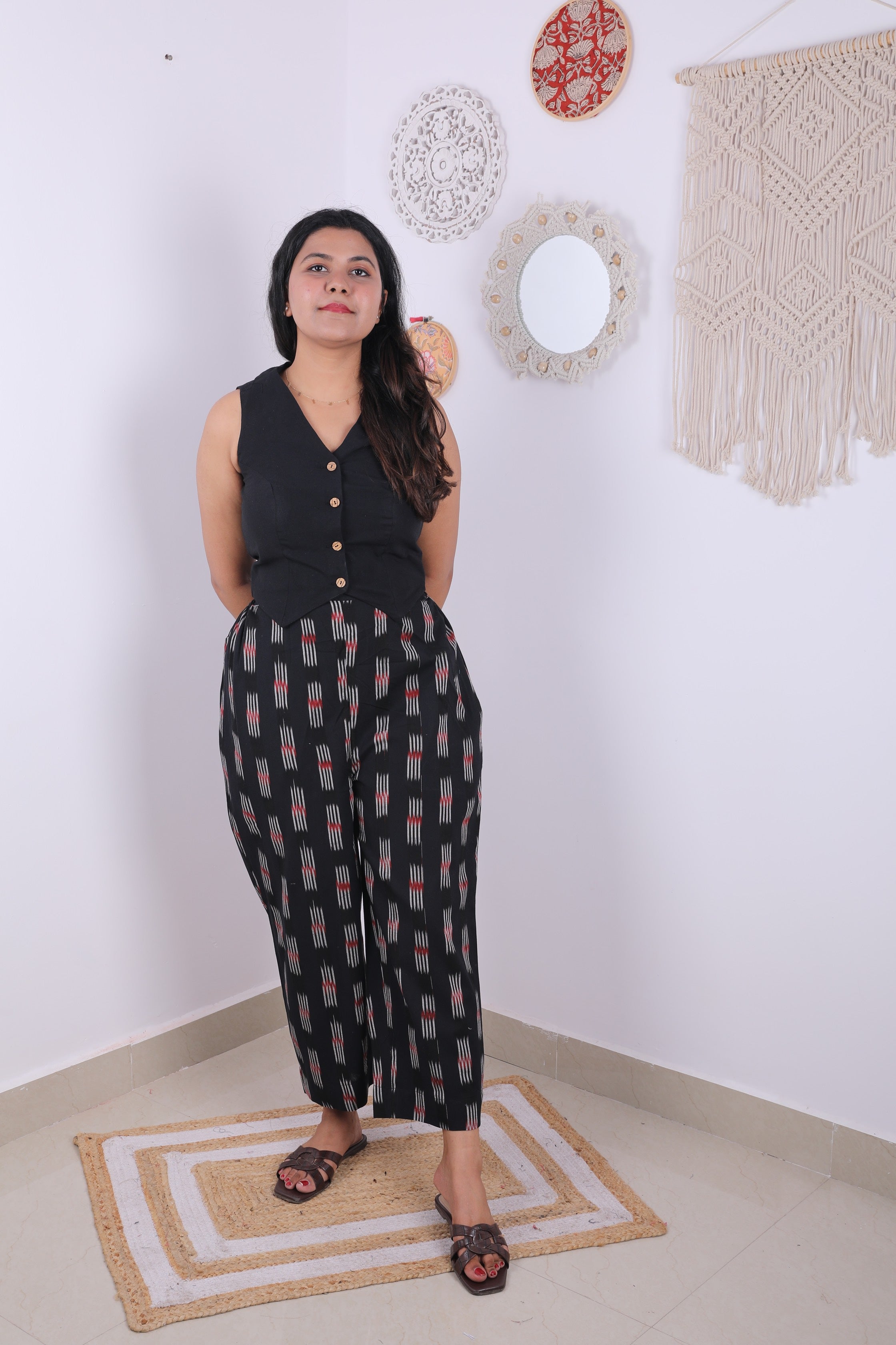 Black cotton waistcoat top