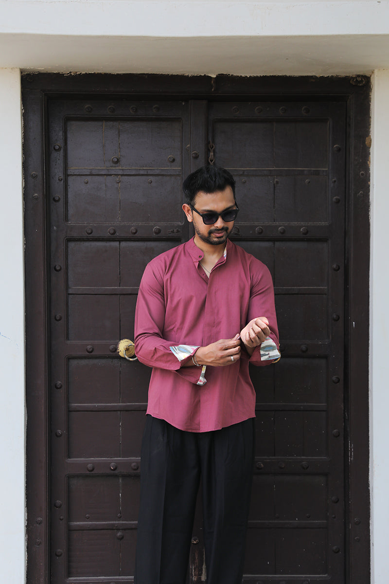 Jamun pure cotton shirt with ikat detail