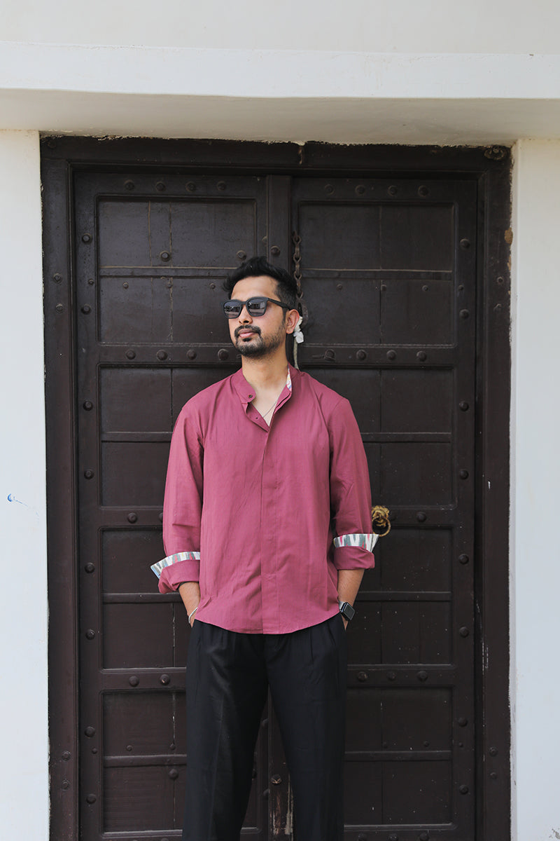 Jamun pure cotton shirt with ikat detail