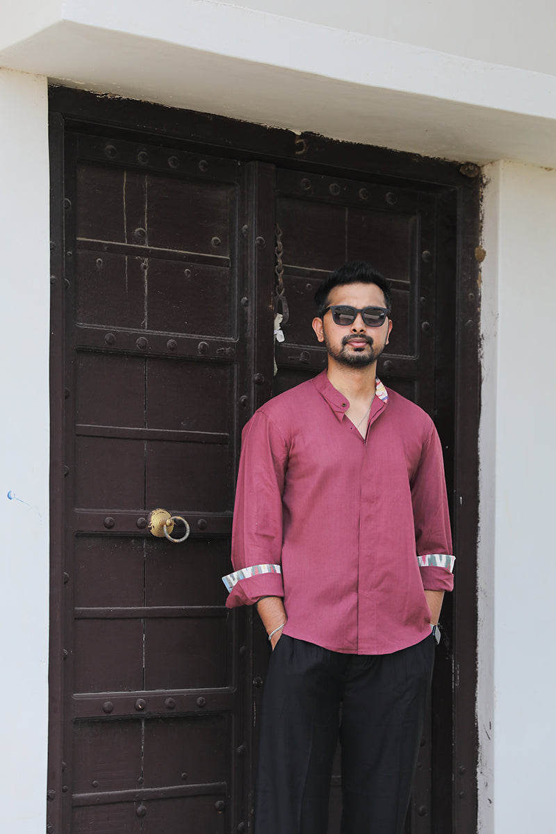 Jamun pure cotton shirt with ikat detail