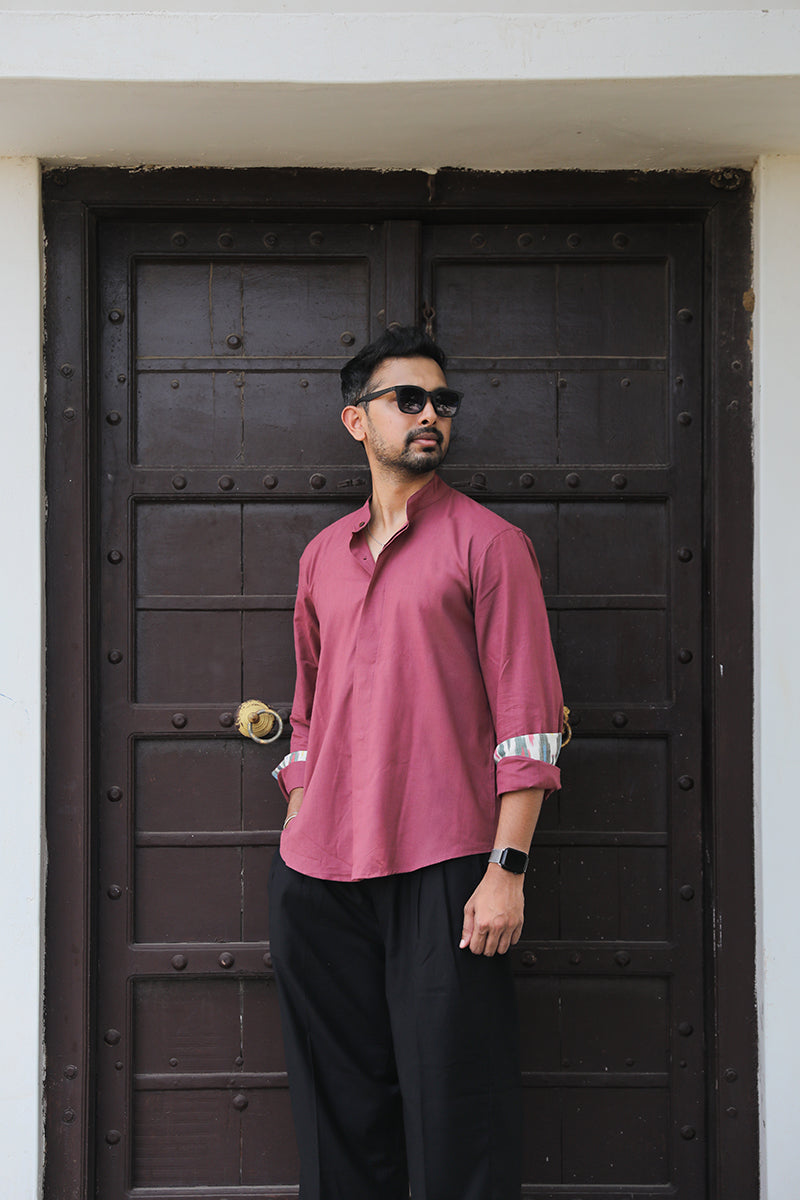 Jamun pure cotton shirt with ikat detail