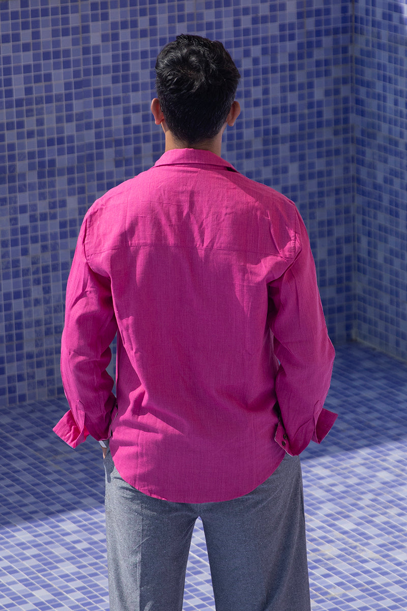 Rooh-afza pure cotton shirt with ikat detail