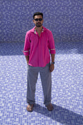 Rooh-afza pure cotton shirt with ikat detail
