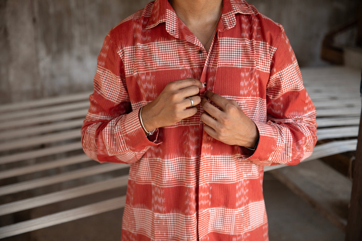 Hawa double ikat handloom cotton Shirt