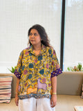 Hand-Painted Pen Kalamkari Bandhini Cotton Silk Shirt - 3