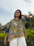 Hand-Painted Pen Kalamkari Bandhini Cotton Silk Shirt -4