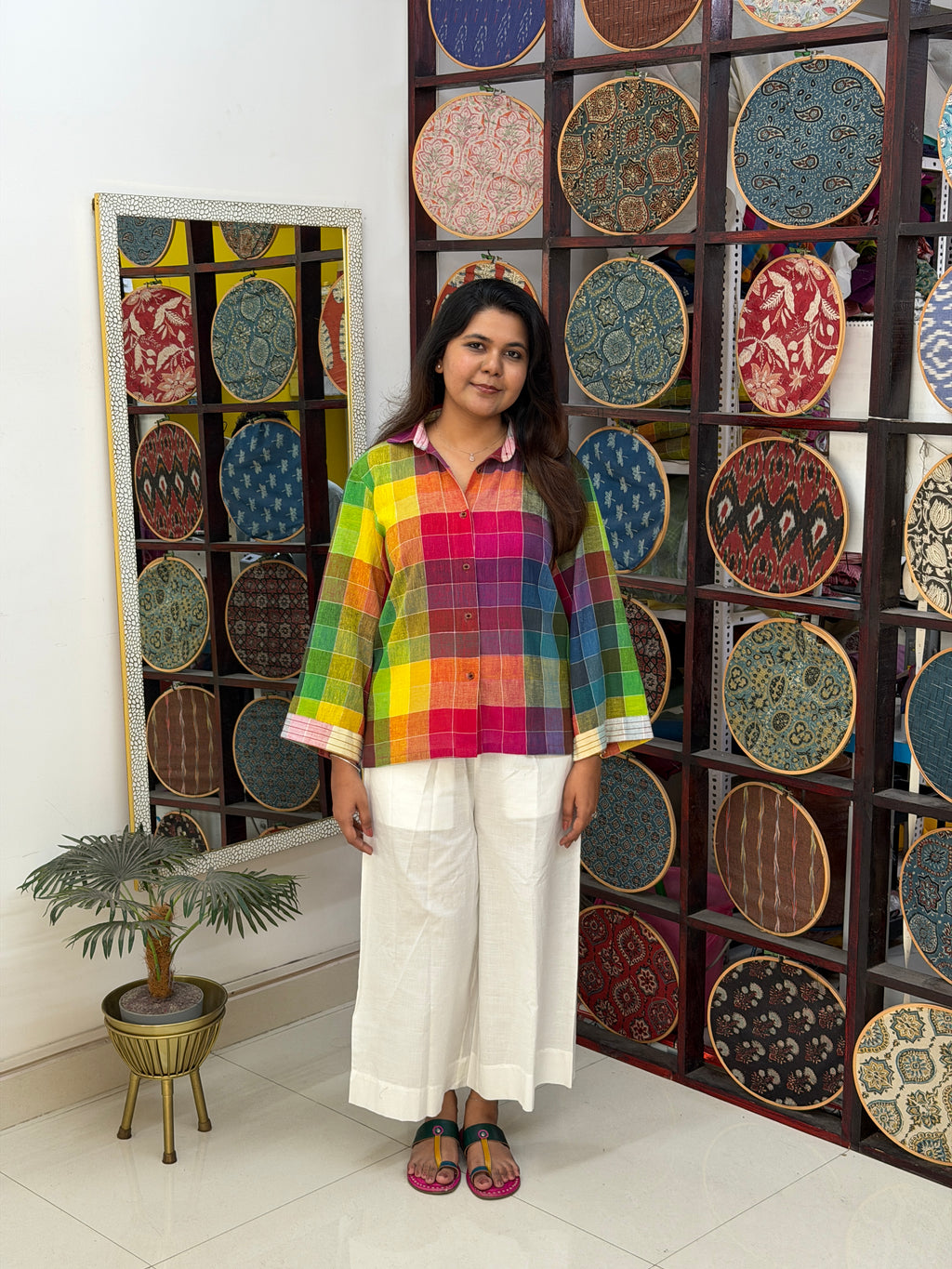 Rainbow Checks Handloom Kala Cotton Shirt
