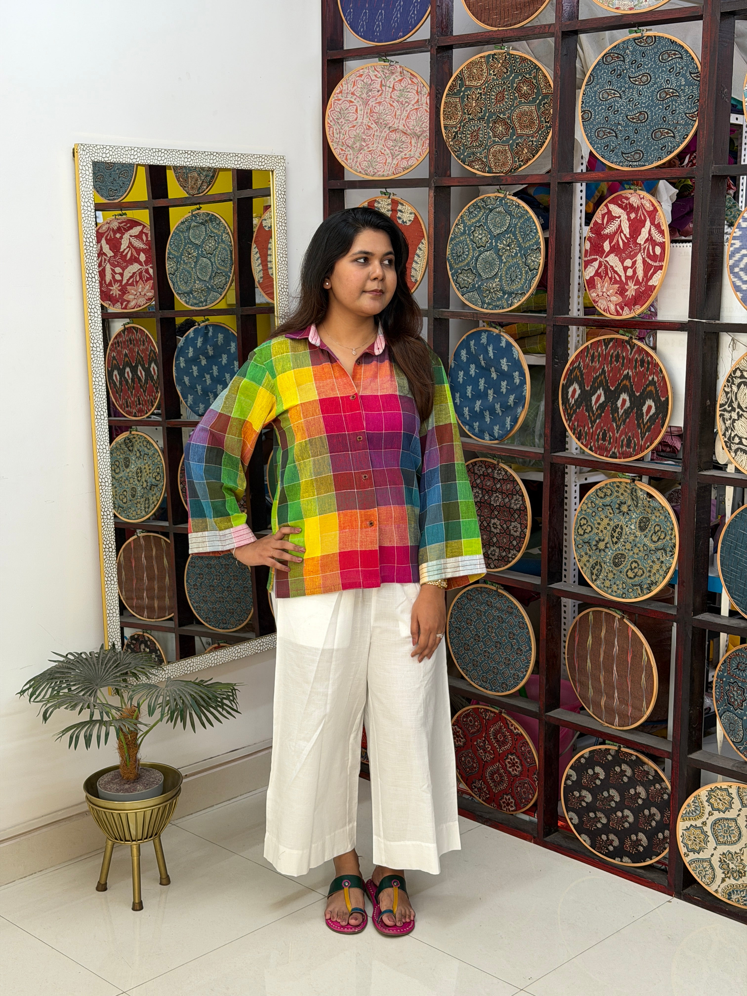 Rainbow Checks Handloom Kala Cotton Shirt
