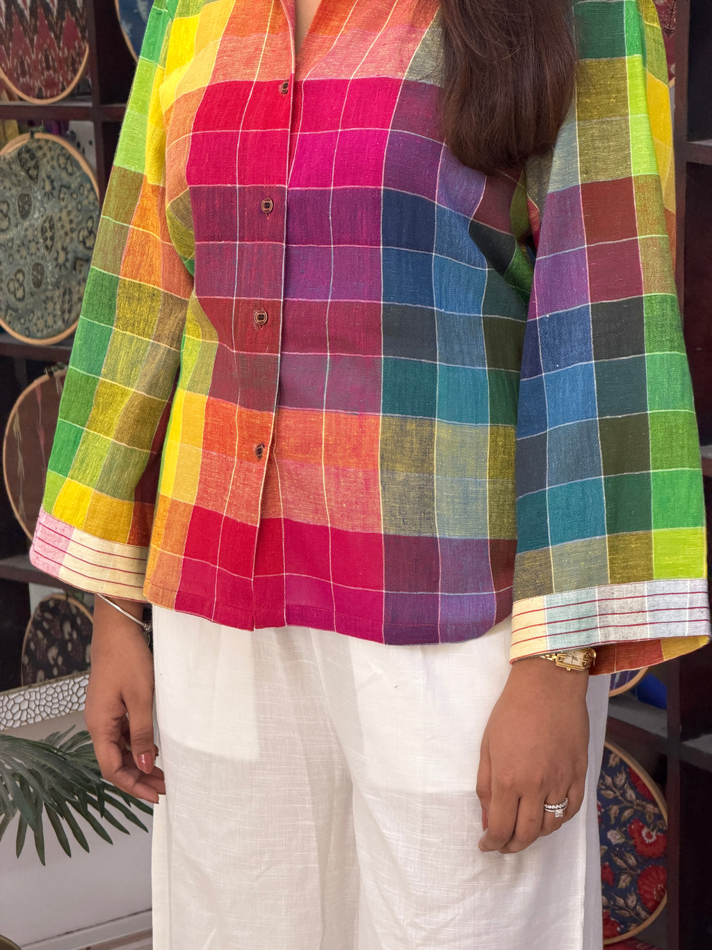 Rainbow Checks Handloom Kala Cotton Shirt