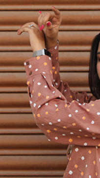 Cotton bandhini shirt - Caramel