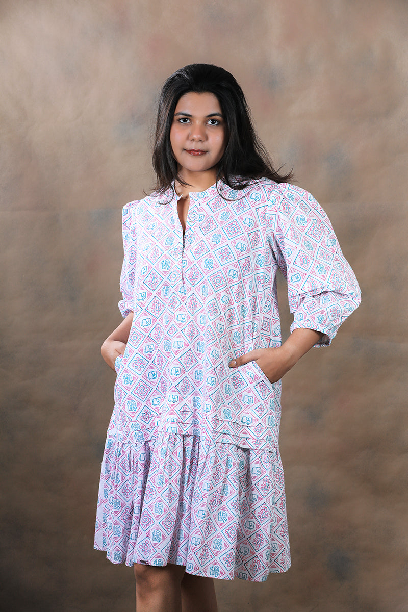 Proper Patola pure cotton block printed mini dress