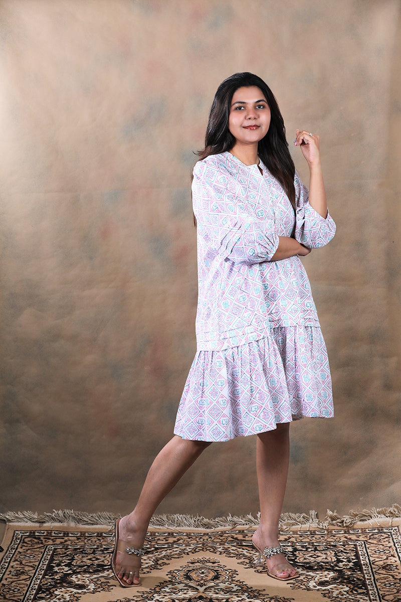 Proper Patola pure cotton block printed mini dress