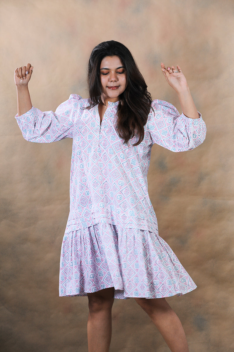 Proper Patola pure cotton block printed mini dress