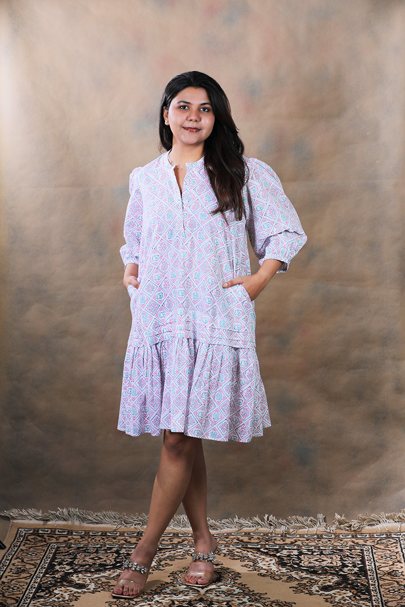 Proper Patola pure cotton block printed mini dress