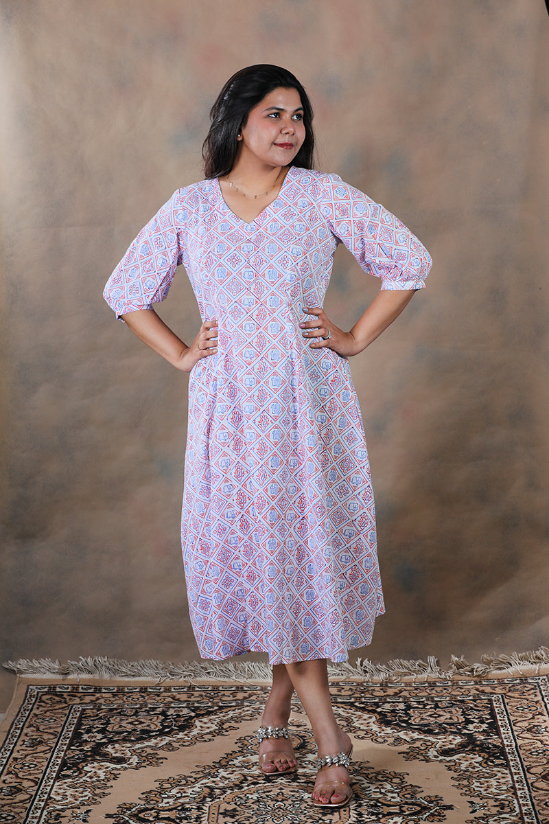 Proper Patola pure cotton block printed A-line dress