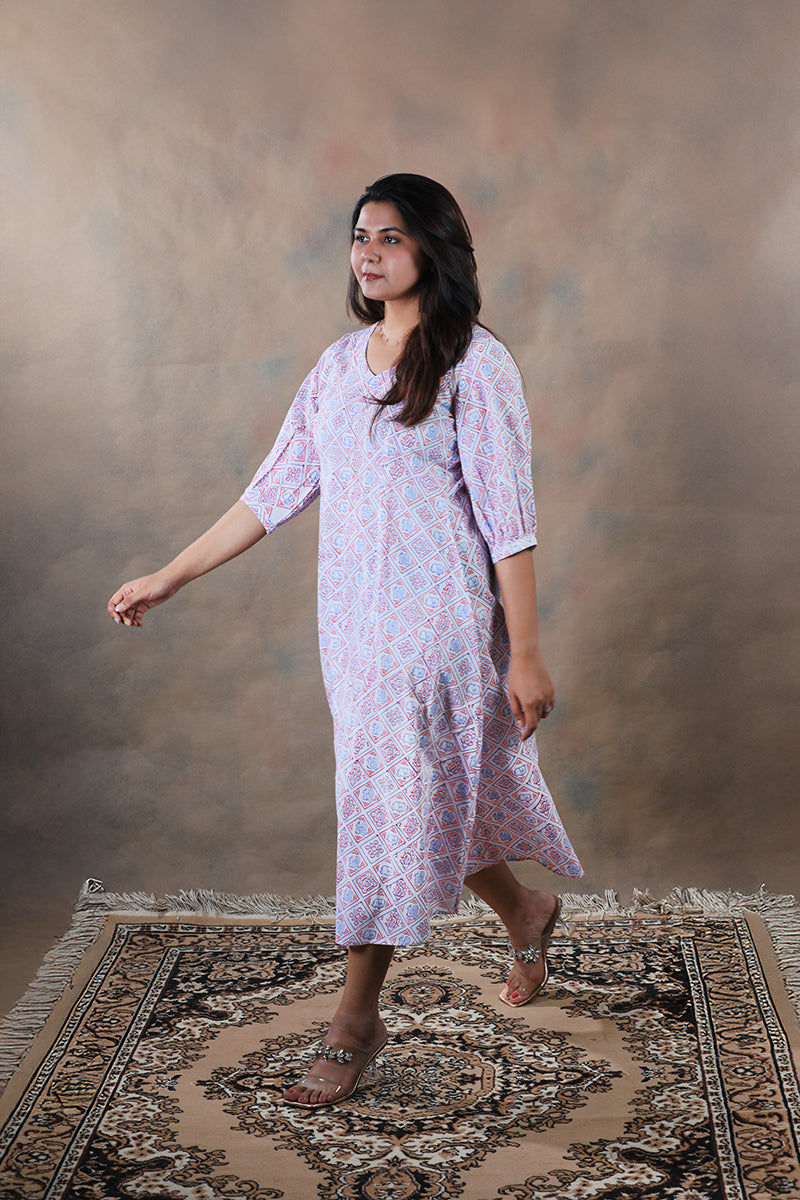 Proper Patola pure cotton block printed A-line dress