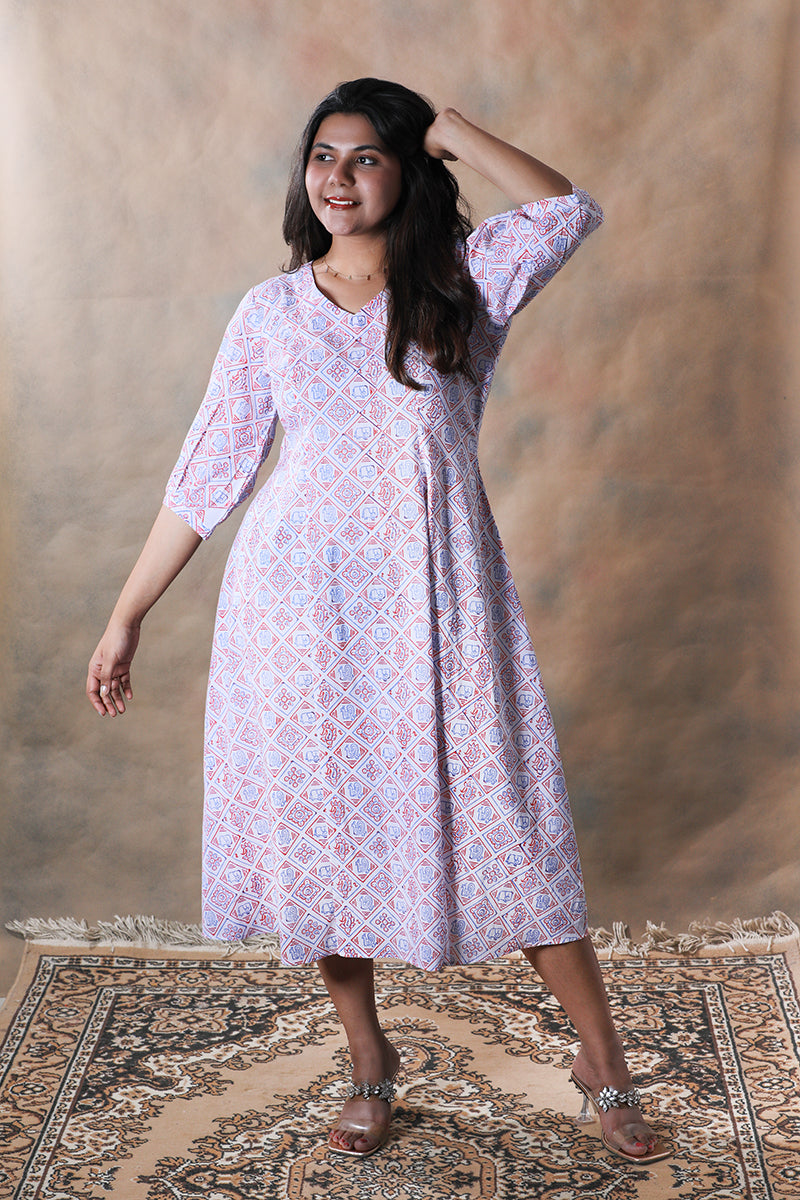 Proper Patola pure cotton block printed A-line dress