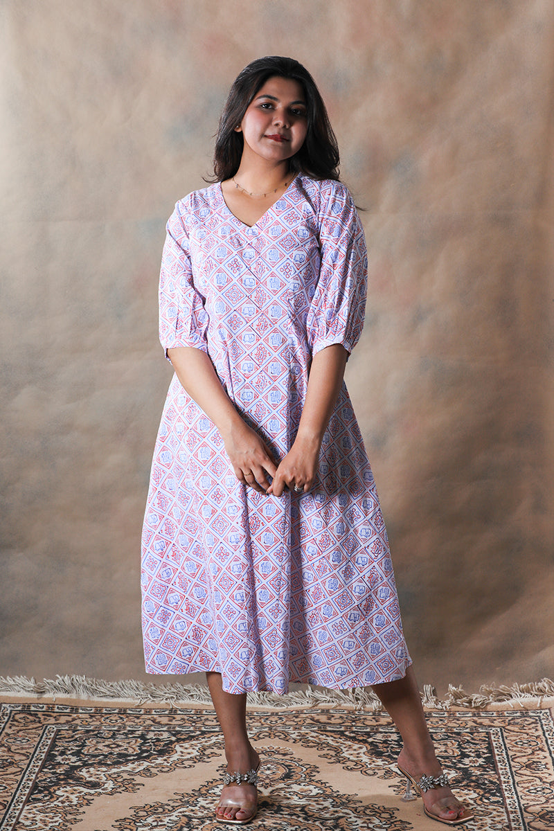 Proper Patola pure cotton block printed A-line dress