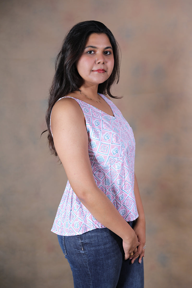 Patola pure cotton block printed crop top