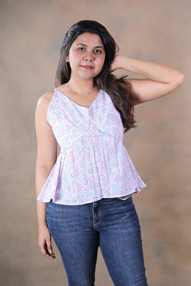 Patola pure cotton block printed crop top