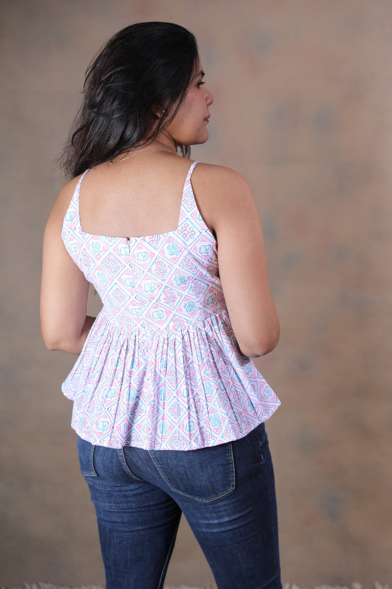 Patola pure cotton block printed crop top