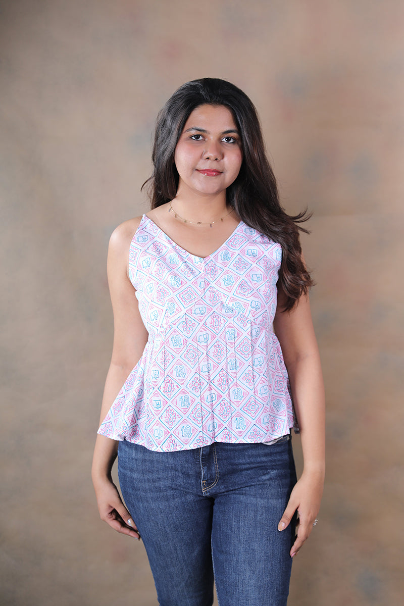 Patola pure cotton block printed crop top