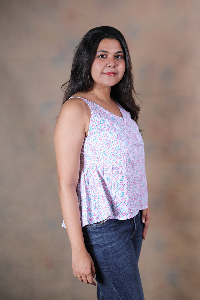 Patola pure cotton block printed crop top
