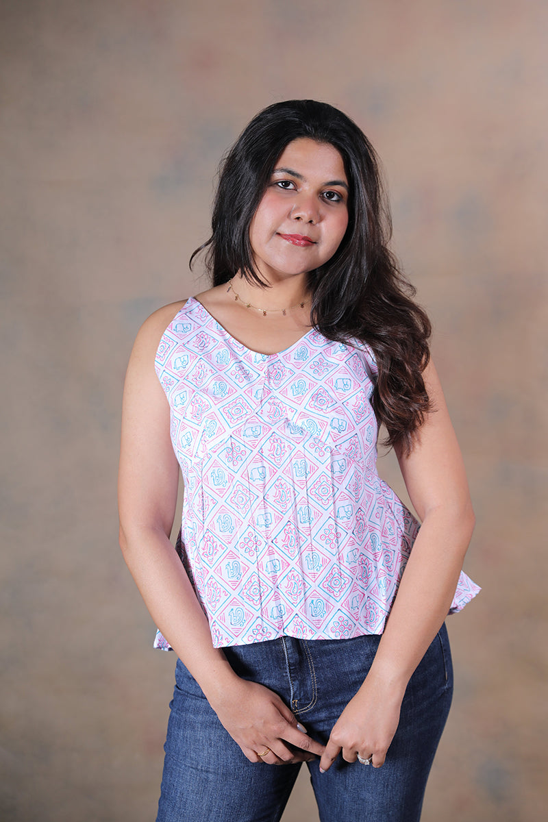 Patola pure cotton block printed crop top